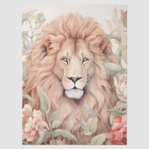 Papier de soie au lion floral pastel découpage vin