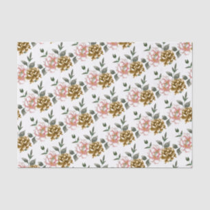Papier de soie aux pivoines bronze et rose