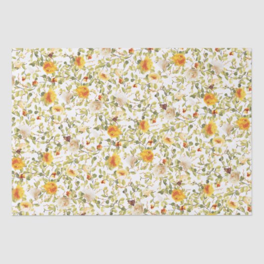 Papier de soie aux roses orange inspiré de l'ère v (Recto)