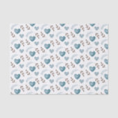 Papier de soie bleu à coeur aquarelle (Recto)