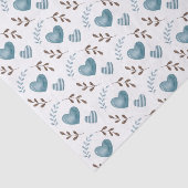 Papier de soie bleu à coeur aquarelle (Détail)