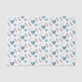 Papier de soie bleu à coeur en aquarelle (Recto)