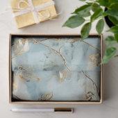 Papier de soie bleu clair et feuille d'or (Cadeau)