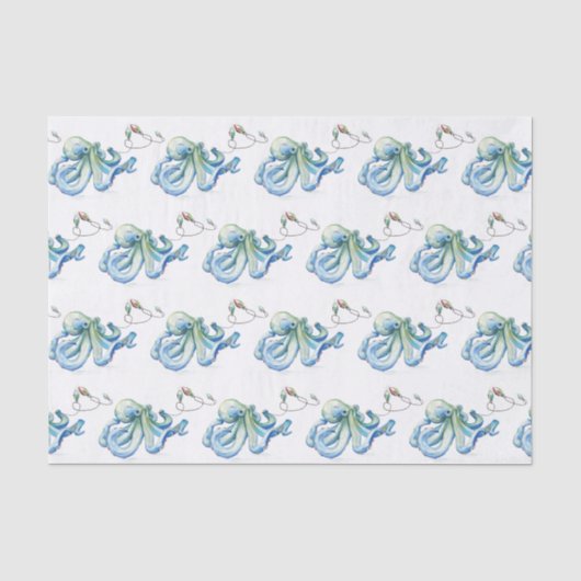 Papier de soie bleu de Noël de plage (Recto)