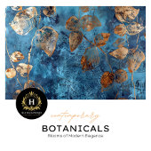 Papier de soie bleu foncé et feuille d'or