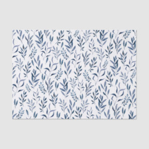 Papier de soie botanique aquarelle feuilles bleues
