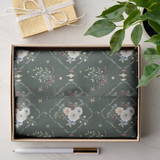 Papier de soie botanique de Noël (Cadeau)