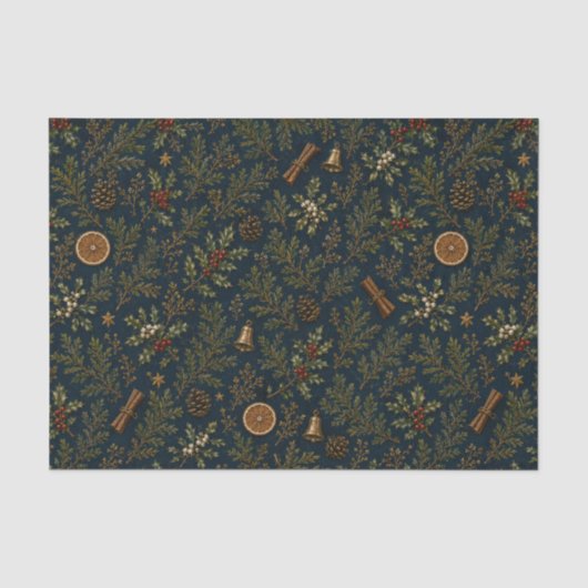 Papier de soie botanique d'hiver Yule au clair de (Recto)