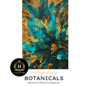 Papier de soie botanique sarcelle et or de luxe