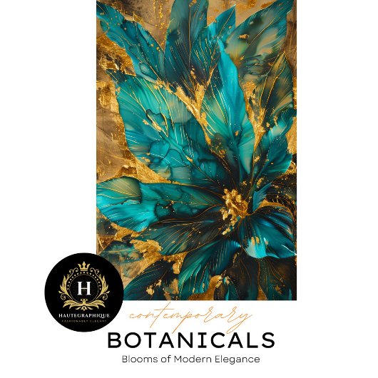 Papier de soie botanique sarcelle et or de luxe