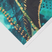 Papier de soie botanique sarcelle tropicale et or (Détail)
