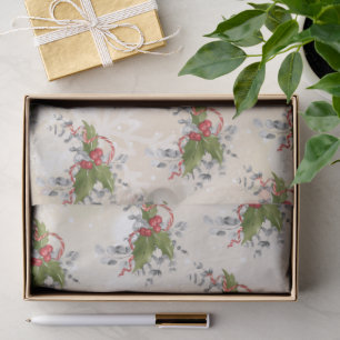 Papier de soie branche de houx de Noël