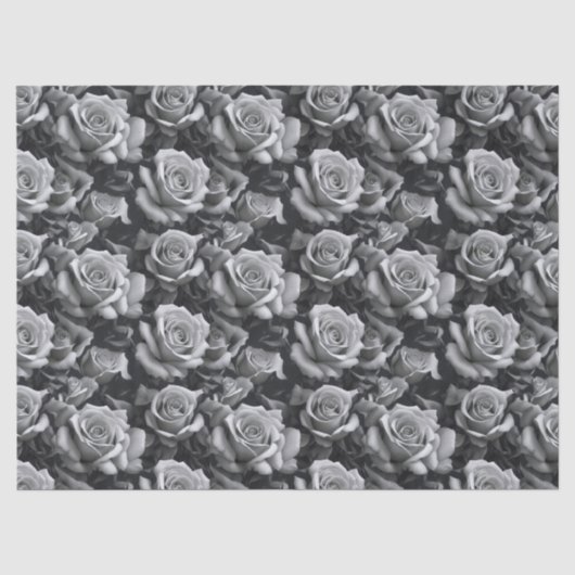 Papier de soie cadeau Rose Noir & Blanc (Recto)
