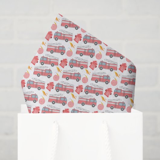 Papier de soie Camion de pompiers (Sac cadeau)
