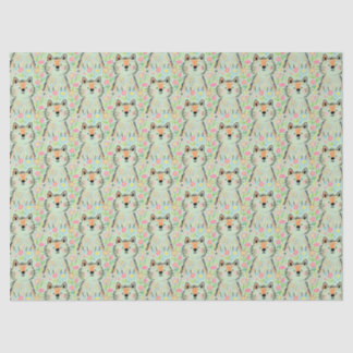 Papier de soie chat gribouillé vert