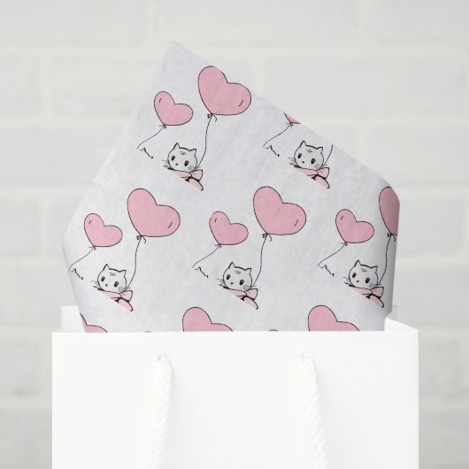 Papier de soie chat jour de la Saint-Valentin coeu (Sac cadeau)