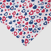 Papier de soie coeurs rouges et bleus (Détail)