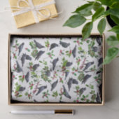 Papier de soie Corbeaux Feuillage de houx (Cadeau)