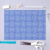 Papier de soie damassé abstrait bleu (Artisanat)