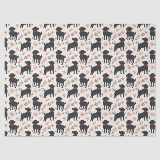 Papier de soie de Noël Chien Noir (Recto)