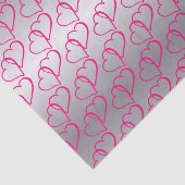 Papier de soie de soie argenté jointif de coeurs (Détail)