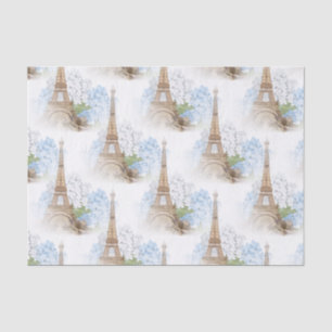 Papier de soie de soie blanc d'hortensia de bleu