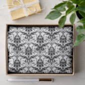 Papier de soie de soie blanc et noir de damassé (Cadeau)