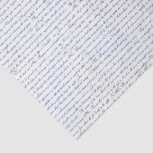 Papier de soie de soie bleu blanc des textes de (Détail)