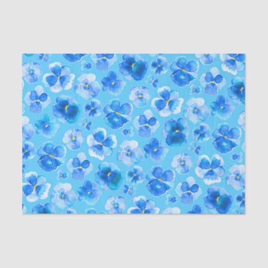 Papier de soie de soie bleu d'art de fleur (Recto)