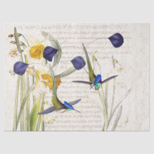 Papier de soie de soie bleu de fleur de jonquille