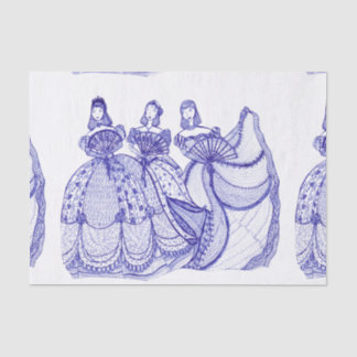 Papier de soie de soie bleu de motif de la Chine