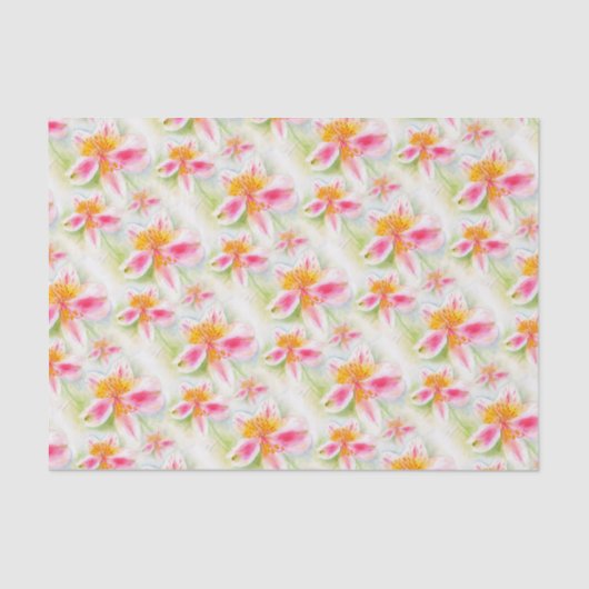 Papier de soie de soie d'aquarelle d'Alstroemeria (Recto)