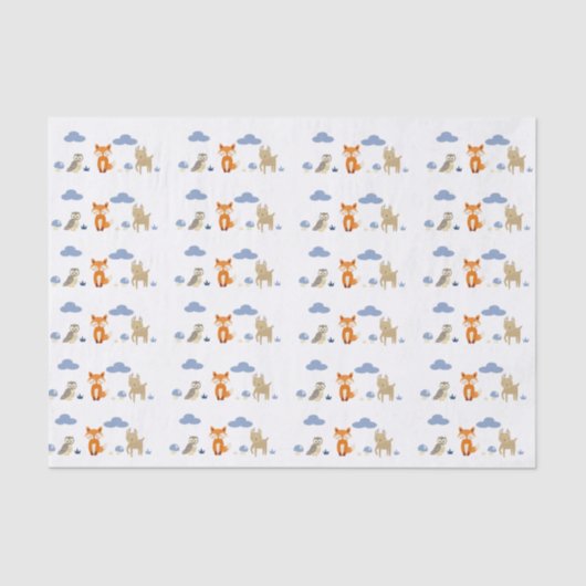 Papier de soie de soie de baby shower d'animaux de (Recto)