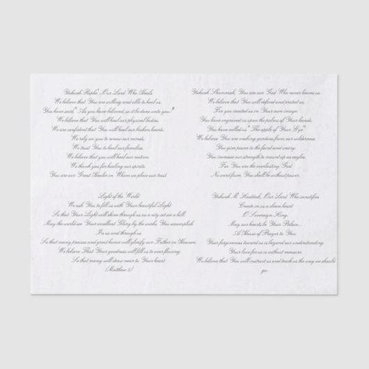 Papier de soie de soie de Decoupage de prière (Recto)