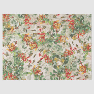 Papier de soie de soie de fleurs d'oiseaux de