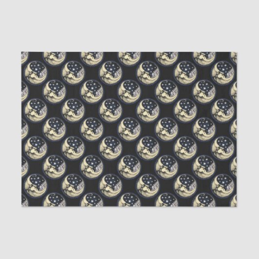 PAPIER DE SOIE de SOIE de lune-avec-étoiles (Recto)