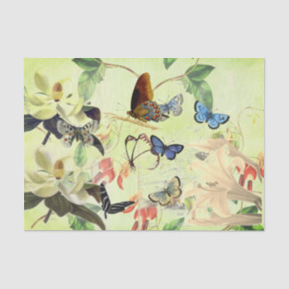 PAPIER DE SOIE DE SOIE DE PAPILLON ET DE MAGNOLIA