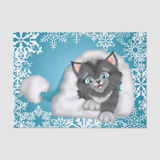 Papier de soie de soie de vacances de chat de Noël (Recto)