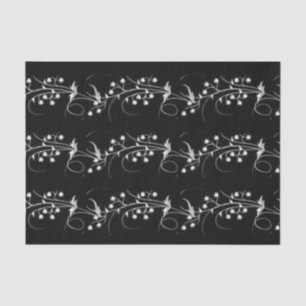 Papier de soie de soie floral blanc noir élégant
