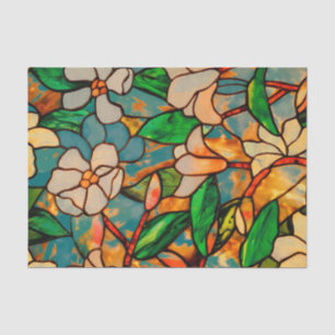 Papier de soie de soie floral en verre souillé de