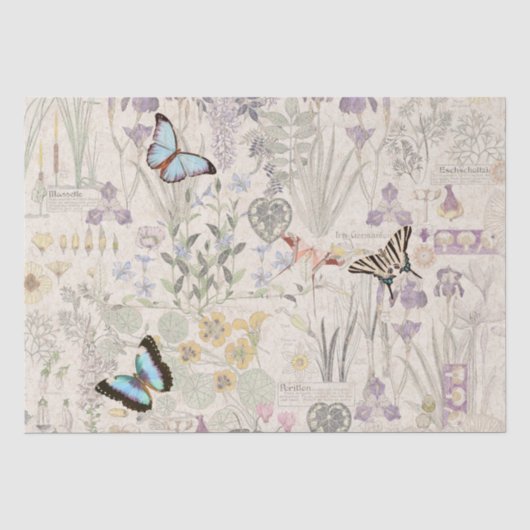 Papier de soie de soie français de fleurs de (Recto)