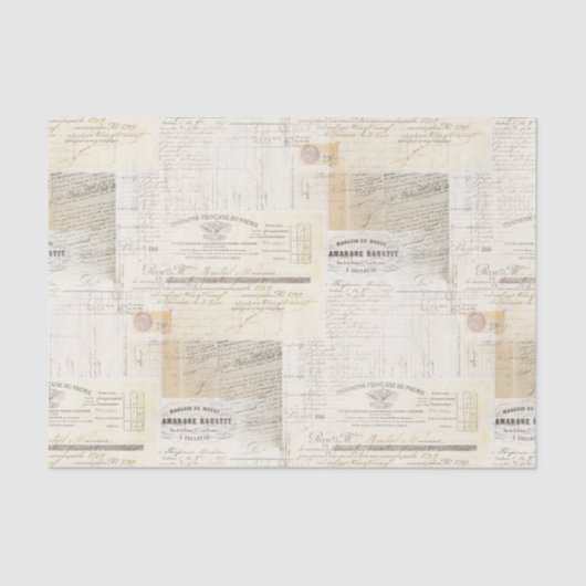 Papier de soie de soie français vintage d'écriture (Recto)