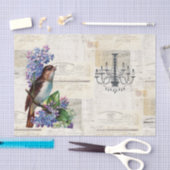 Papier de soie de soie français vintage d'oiseau (Artisanat)