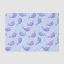 Papier de soie de soie heureux de motif de Narwhal