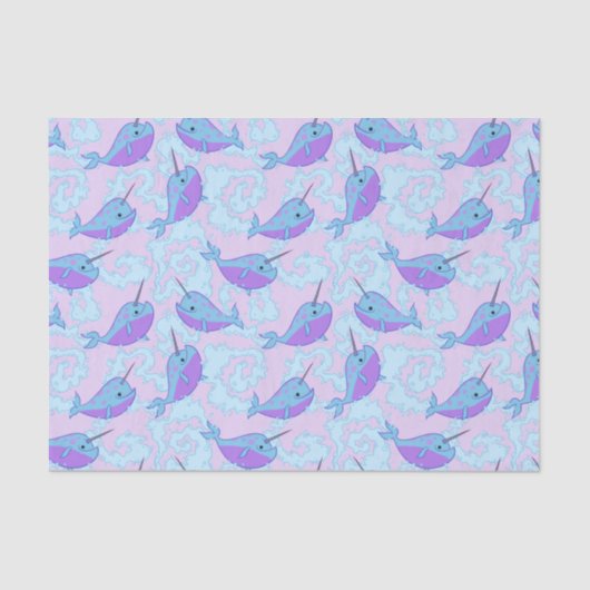 Papier de soie de soie heureux de motif de Narwhal (Recto)
