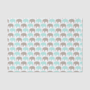 papier de soie de soie menthe-gris d'éléphants de