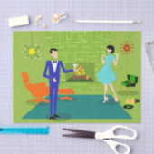 Papier de soie de soie moderne de couples de la (Artisanat)