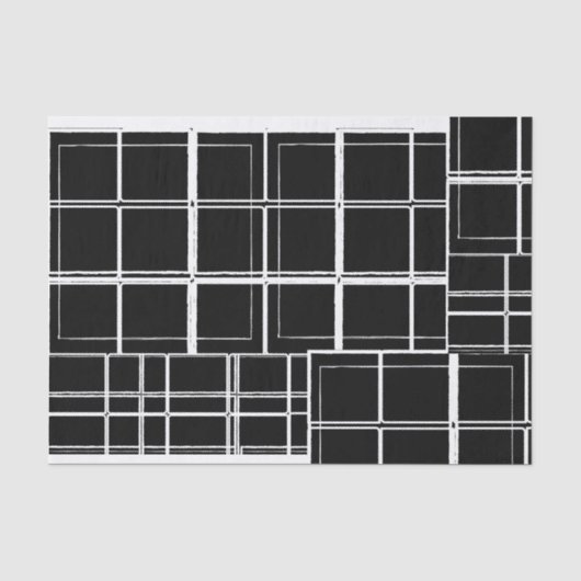 Papier de soie de soie noir et blanc de plaid (Recto)