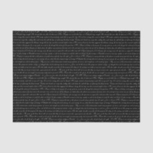 Papier de soie de soie noir et blanc des textes de