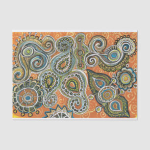papier de soie de soie orange de Paisley